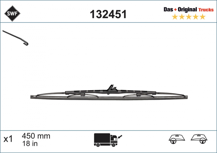 Lama stergatoare pivotant Fata (1buc) Truck 450mm potrivit IVECO M, ZETA; MITSUBISHI CANTER (FE3, FE4) V, CANTER (FE5, FE6) VI; STEYR 691 01.79- [4]