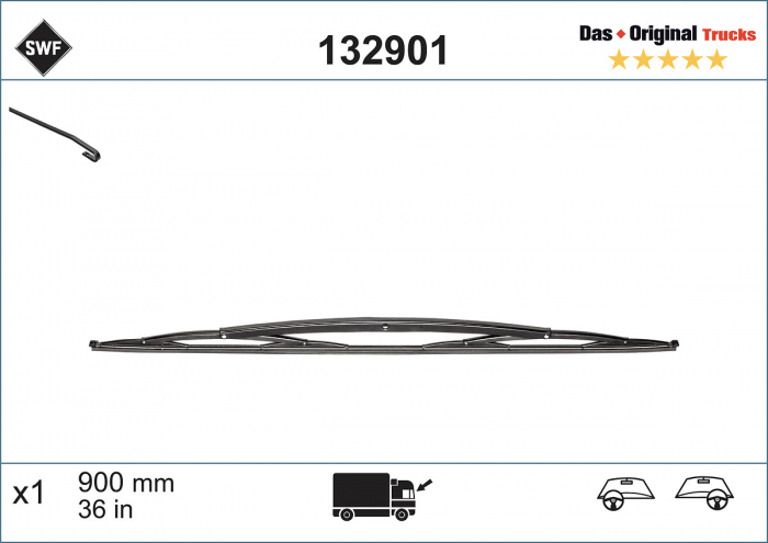 Lama stergatoare pivotant Fata (1buc) Truck 900mm potrivit MAN HELICON, HOCL, LION´S CITY, NG, NL, NM, NÜ; MERCEDES CITARO (O 530), O 405, OH; SCANIA 4 BUS; NEOPLAN CENTROLINER 01.79- [4]