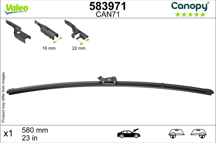 Lama stergator fata (1buc) Canopy 580mm potrivit ALFA ROMEO 159, BRERA, SPIDER; HYUNDAI I30; JAGUAR XF I; KIA CEE'D, PRO CEE'D; LAND ROVER DEFENDER; NISSAN JUKE 06.05- [3]