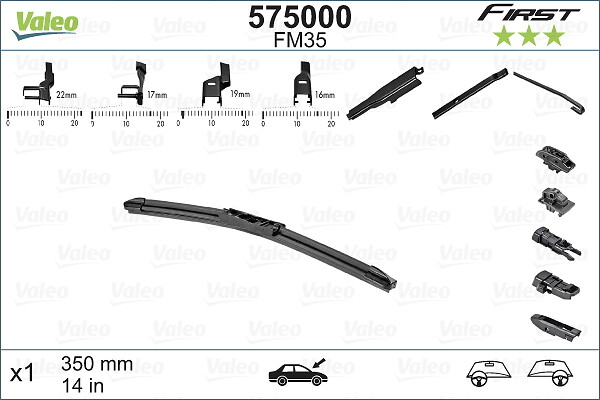 Lama stergator fata (1buc) FM35 First Flat Blade 350mm potrivit ABARTH 500 / 595 / 695, 500C / 595C / 695C; CHEVROLET AVEO, MATIZ, TRAX; DAIHATSU TERIOS, YRV 09.79- [4]