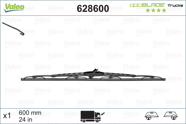 Lama stergator fata (1buc) Optiblade 600mm potrivit DAF 65, 65 CF, 75, 75 CF, 85, 85 CF, 95, CF, CF 65, CF 75, CF 85, F 1000, F 1100, F 1300, F 1500, F 1700, F 1900, F 2100 01.59- [4]