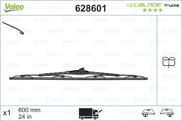 Lama stergator fata (1buc) Optiblade 600mm potrivit DAF LF, LF 45, LF 55; RVI MIDLUM, MASCOTT; VOLVO FL II, FL III; IVECO DAILY III, DAILY IV, DAILY V; NISSAN INTERSTAR 07.98- [4]