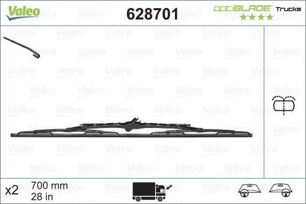 Lama stergator fata Optiblade 700mm potrivita MERCEDES ACTROS MP4 / MP5, ANTOS, AROCS; SCANIA G I, G II, L, P I, P II, R I; VOLVO FH II, FH16 II dupa 2005 (1buc) [4]