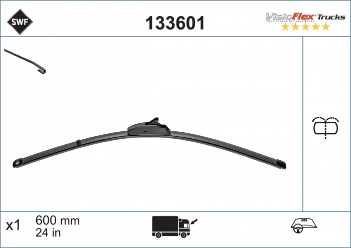 Lama stergator fata (1buc) Visioflex 600mm potrivit DAF LF, LF 45, LF 55; RVI MIDLUM, MASCOTT; VOLVO FL II, FL III; IVECO DAILY III, DAILY IV; NISSAN INTERSTAR 07.98- [4]