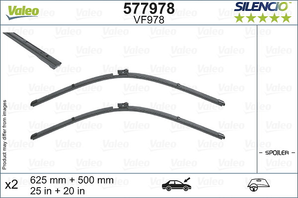 Lama stergator fata (2buc) Silencio 625 500mm potrivit AUDI A6 ALLROAD C8, A6 C8, A7, A8 D5, E-TRON, Q7, Q8, Q8 E-TRON 01.15-