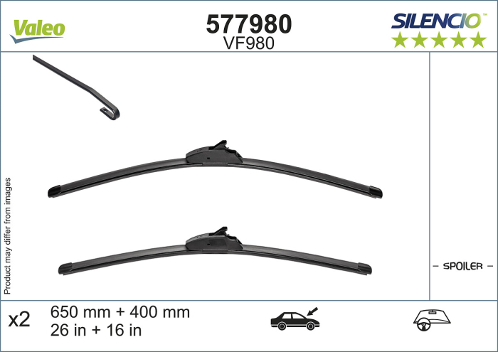 Lama stergator fata (2buc) Silencio 650 400mm potrivit HONDA ACCORD VII, CR-V III, CR-V IV, CR-V V, HR-V, INSIGHT; HYUNDAI ACCENT IV, ELANTRA VI, I30, I40 I 08.98-