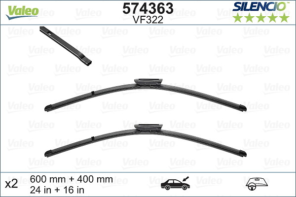 Lama stergator fata VF322 Silencio Xtrm 600/400mm potrivita DS DS 3; CITROEN C3 PICASSO, C-ELYSEE, DS3; PEUGEOT 301; RENAULT CLIO III, CLIO III/HATCHBACK dupa 2005 (2buc) [4]