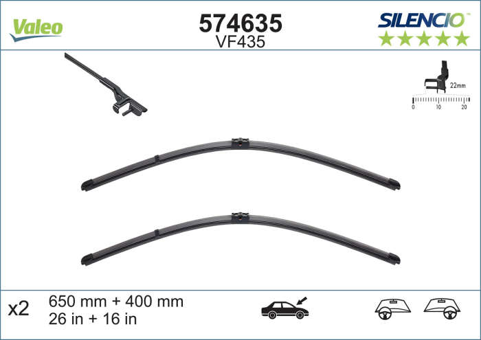 Lama stergator fata (2buc) VF435 Silencio Xtrm 650/400mm potrivit PEUGEOT 207, 207/HATCHBACK, EXPERT 02.06- [4]