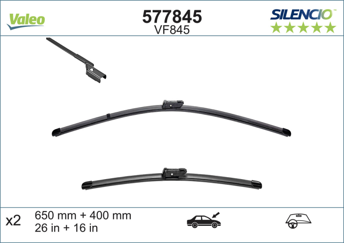 Lama stergator fata (2buc) VF845 Silencio Xtrm 650/400mm potrivit TOYOTA AVENSIS 11.08-10.18 [4]