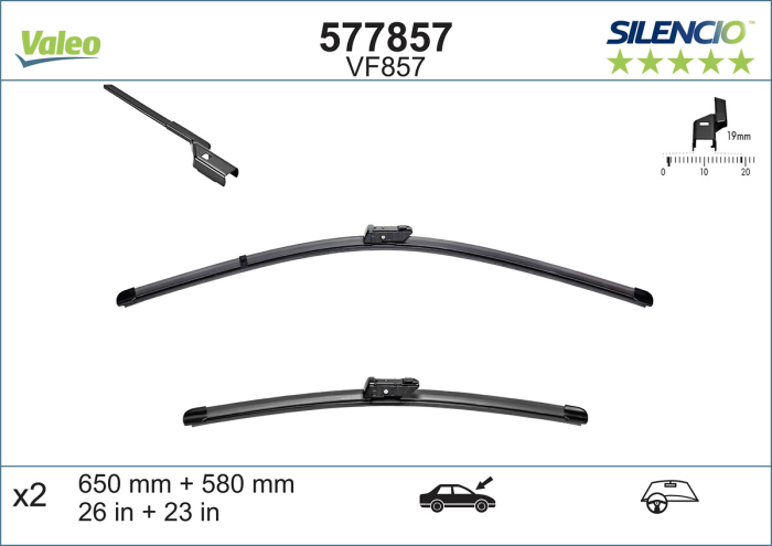 Lama stergator fata VF857 Silencio Xtrm 650/580mm potrivita MERCEDES GL (X166), GLE (C292), GLE (W166), GLS (X166), M (W166) 2011-2019 (2buc) [4]