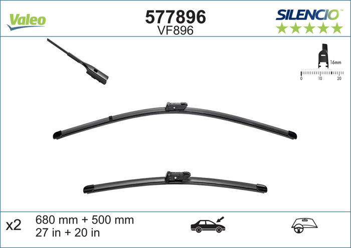 Lama stergator fata (2buc) VF896 Silencio Xtrm 680/500mm potrivit AUDI Q7; BENTLEY BENTAYGA; JAGUAR I-PACE 01.15- [4]