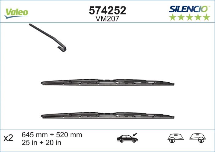 Lama stergator fata (2buc) VM207 Silencio 645/520mm potrivit PEUGEOT 607 02.00-07.11 [4]