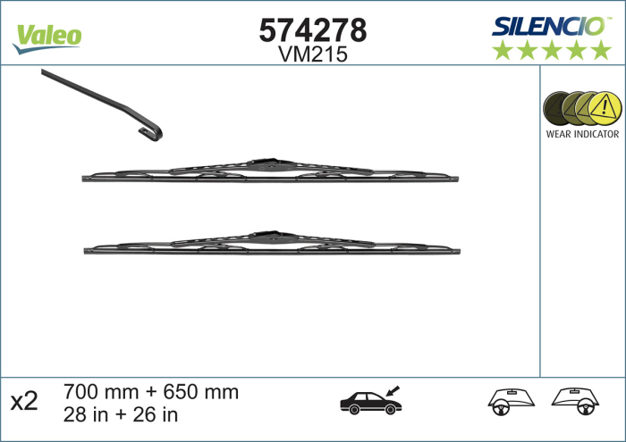 Lama stergator fata (2buc) VM215 Silencio 700/650mm potrivit FORD GALAXY I; SEAT ALHAMBRA; VW SHARAN 03.95-03.10 [4]