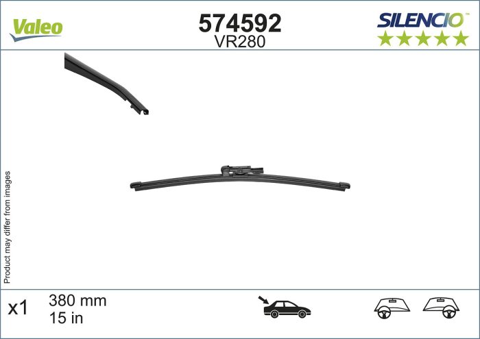 Lama stergator spate (1buc) Silencio 380mm potrivit LAND ROVER RANGE ROVER SPORT II 04.13-03.22