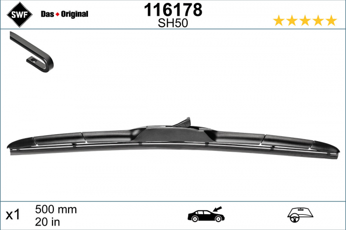Lamela stergator fata (1 buc) Hybrid 500mm potrivit HONDA CR-Z; KIA SORENTO II, SOUL III; LAND ROVER DISCOVERY SPORT, RANGE ROVER IV, RANGE ROVER SPORT II; SUBARU BRZ 08.09- [4]