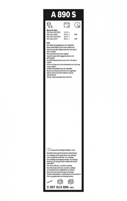 Lamela stergator fata (2 buc) Aerotwin 650/500mm potrivit MERCEDES EQE (V295), EQE SUV (X294), EQS (V297), EQS SUV (X296) 08.21- [3]