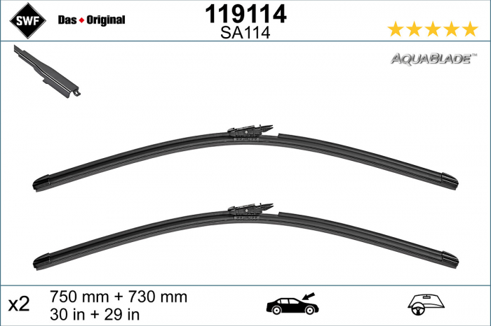 Lamela stergator fata (2 buc) AquaBlade 750 730mm potrivit FORD GALAXY III, GALAXY MK III, S-MAX 01.15-