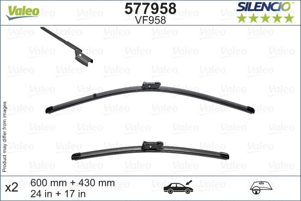 Lamela stergator fata (2 buc) Silencio 600 430mm potrivit CITROEN BERLINGO, BERLINGO MINIVAN; FIAT DOBLO, DOBLO CARGO, DOBLO MINIVAN; LANCIA DELTA III; OPEL COMBO E TOUR LIFE 08.08-