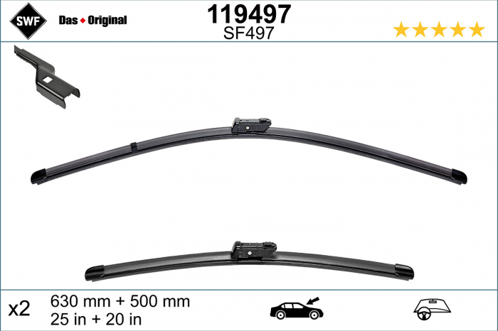 Lamela stergator fata (2 buc) Visioflex 630 500mm potrivit BMW XM (G09); FORD FOCUS IV 01.18-