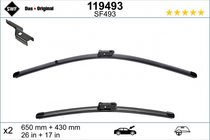 Lamela stergator fata (2 buc) Visioflex 650 430mm potrivit DS DS 9; VOLVO EX30; BMW 2 (U06); CUPRA FORMENTOR; PEUGEOT 508 II 09.18-