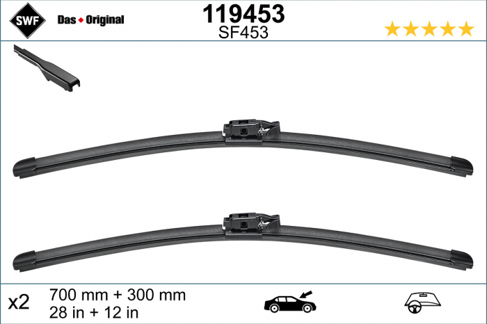 Lamela stergator fata (2 buc) Visioflex 700 300mm potrivit MITSUBISHI COLT VII; RENAULT CLIO V 06.19-