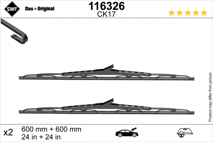Lamela stergator fata (2buc) Standard 600mm potrivit OPEL MERIVA A, ZAFIRA A 04.99-05.10 [3]