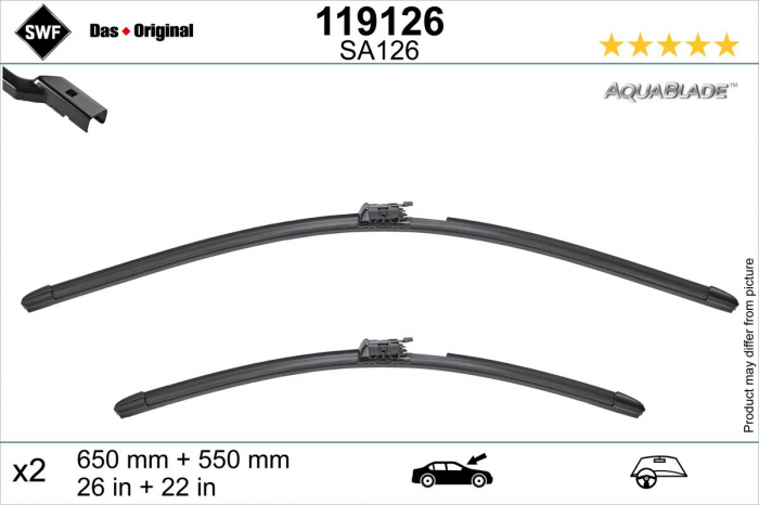 Lamela stergator fata cu spoiler (2buc) AquaBlade 650 550mm potrivit MERCEDES S (V223), S (W223), S (Z223) 09.20-
