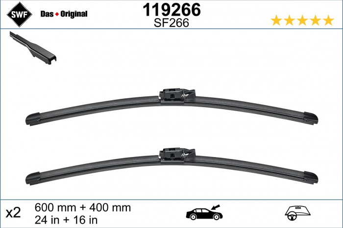Lamela stergator fata cu spoiler (2buc.) Visioflex 600/400mm potrivit DACIA JOGGER, LOGAN III, SANDERO III 01.21- [3]