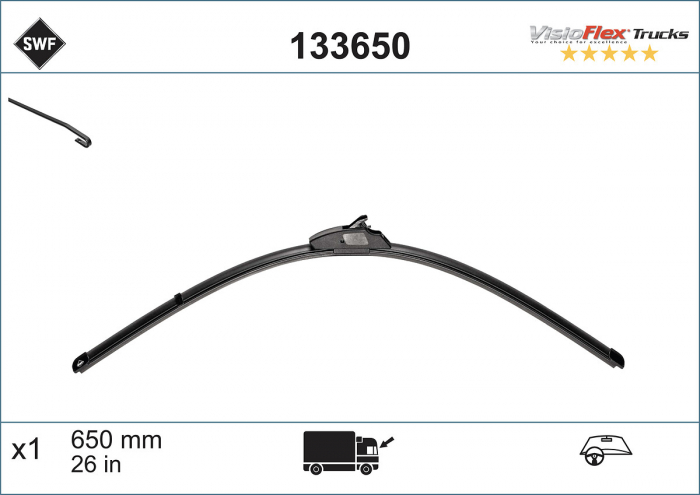 Lamela stergator jointless Fata cu spoiler (1buc) Truck 650mm potrivit IVECO S-WAY; MERCEDES ATEGO, ATEGO 2, ATEGO 3, AXOR, AXOR 2 01.98- [4]
