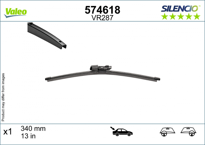 Lamela stergator spate (1 buc) Silencio 340mm potrivit FORD TOURNEO CONNECT V408 NADWOZIE WIELKO, TOURNEO CONNECT V761 NADWOZIE WIELKO; SEAT TARRACO; SKODA KAROQ, OCTAVIA IV, SUPERB IV 08.16-