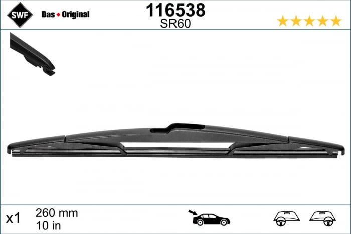 Lamela stergator spate (1 buc) Standard 260mm potrivit FIAT 500E; MITSUBISHI ASX; RENAULT CAPTUR II 01.20-