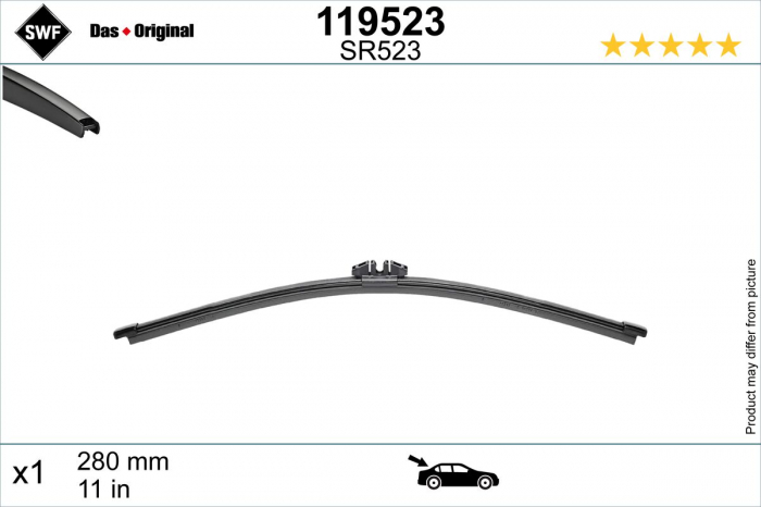 Lamela stergator spate (1 buc) Visioflex 285mm potrivit BMW 3 (G21), 3 (G21, G81), IX3 (G08), X3 (G01), X3 (G01, F97, G08); FORD ECOSPORT, FIESTA VII, FOCUS IV, KUGA II, KUGA III, MONDEO V, PUMA 03.12 [4]