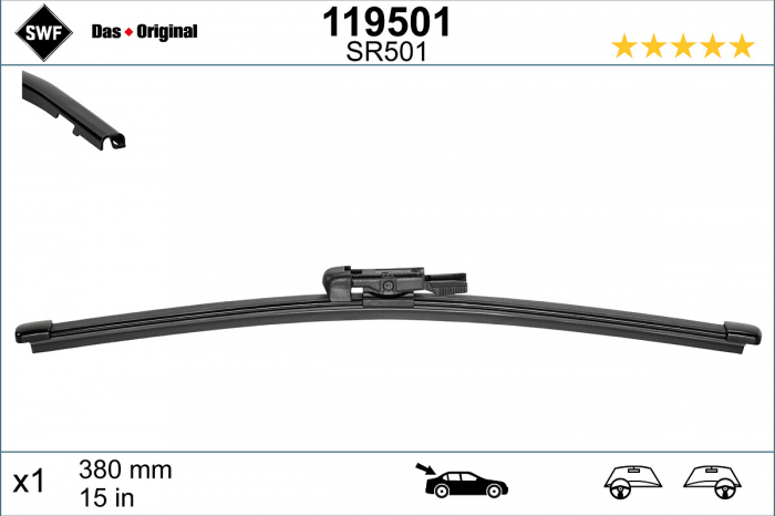 Lamela stergator spate (1 buc) Visioflex 380mm potrivit LAND ROVER RANGE ROVER SPORT II 04.13-