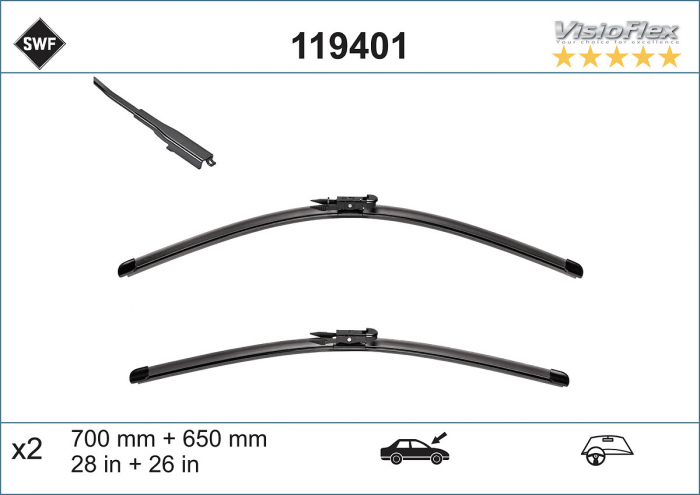 Lamele stergator fata (buc.2) VISIOFLEX 700/650mm [4]