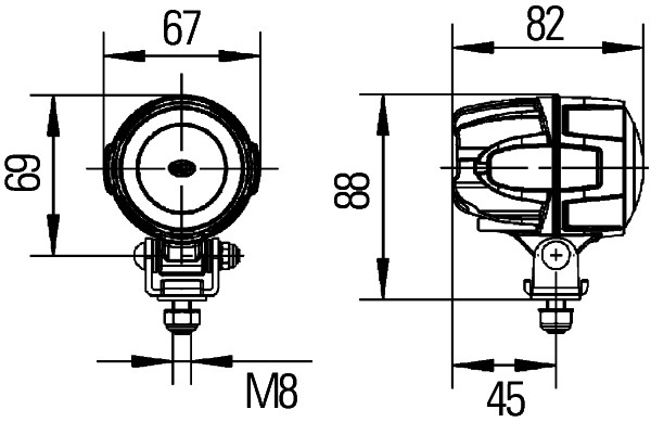 Lampa de lucru (LED, 12 24V, 15W, 800lm, numar elemente LED: 1, inaltime: 88mm, latime: 67mm, adancime: 82mm, diametru: 67mm)