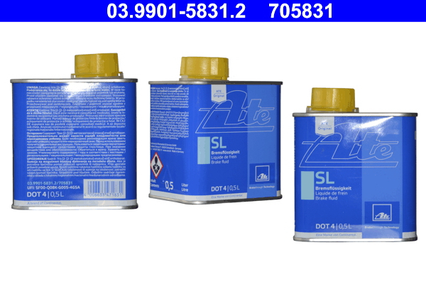 Lichid frane DOT4 (0,5L) [260°C,  165°C, vascozitate: 1400mm²/sec.] SAE J1703, ISO/DIN 4925 [2]