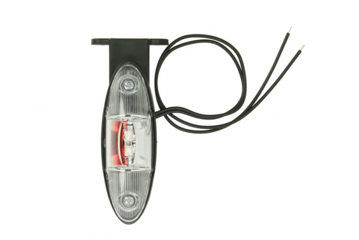 Lumina clarificare dreapta, portocaliu rosu alb, LED, inaltime 120mm; latime 42mm; adancime 38mm, in relief, lungime cablu 350mm, cu cuier, 12 24V (unghi in relief)