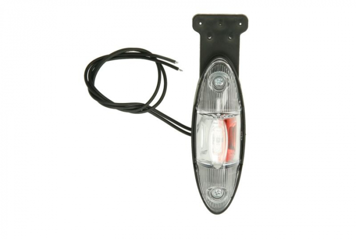 Lumina clarificare stanga, portocaliu rosu alb, LED, inaltime 120mm; latime 42mm; adancime 38mm, in relief, lungime cablu 350mm, cu cuier, 12 24V (drept in relief)