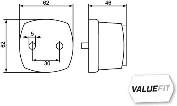 Lumina delimitare stanga/dreapta, alb, C5W/Halogen, inaltime 46mm; latime 62mm; adancime 62mm, surub, 12V [4]