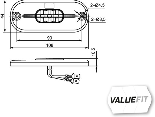 Lumina delimitare stanga/dreapta, galben, LED, inaltime 11mm; latime 108mm; adancime 44mm, surub/fixare orizontala/fixare verticala, lungime cablu 150mm, 24V (IPIP67) [4]