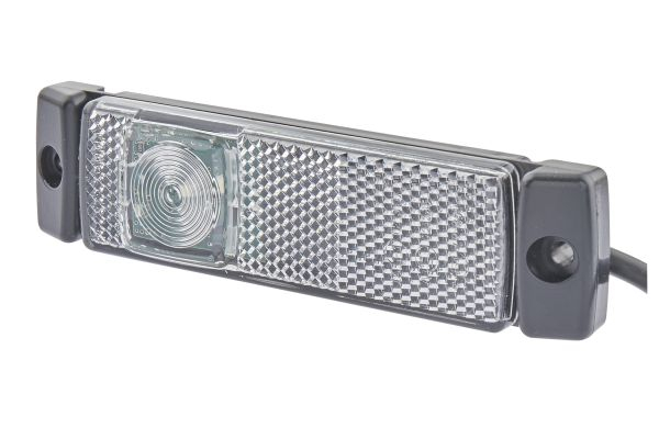 Lumina delimitare stanga dreapta, alb, LED, inaltime 16mm; latime 130mm; adancime 32mm, surub fixare orizontala fixare verticala, lungime cablu 500mm, 24V (IP6K9K)
