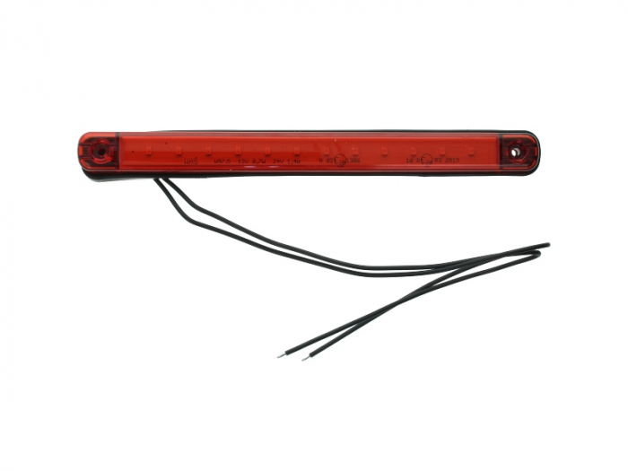 Lumina delimitare stanga dreapta, forma: dreptunghiular, rosu, LED, inaltime 20mm; latime 237mm; adancime 10,4mm 12 24V
