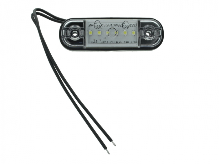 Lumina delimitare stanga/dreapta, forma: oval, alb, LED, inaltime 24,2mm; latime 83,8mm; adancime 10,4mm 12/24V [1]