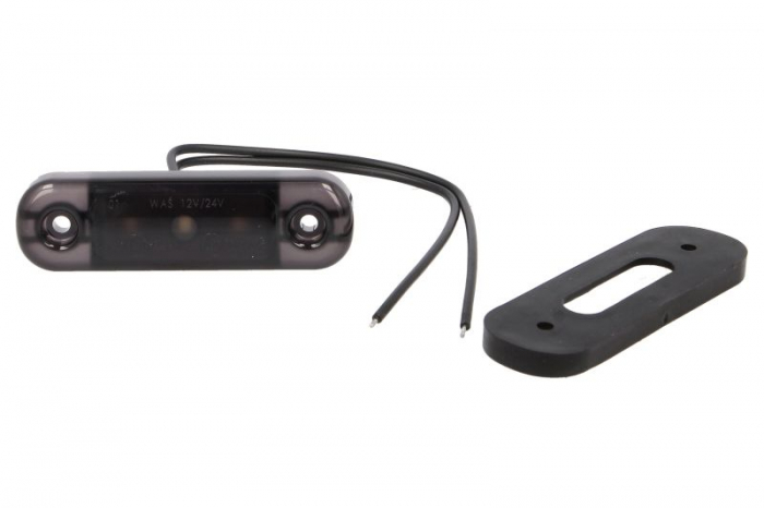 Lumina delimitare stanga/dreapta, forma: oval, fumuriu/alb, LED, inaltime 24mm; latime 84mm; adancime 25mm lungime cablu 240mm, 12/24V (IP6K9K) [1]