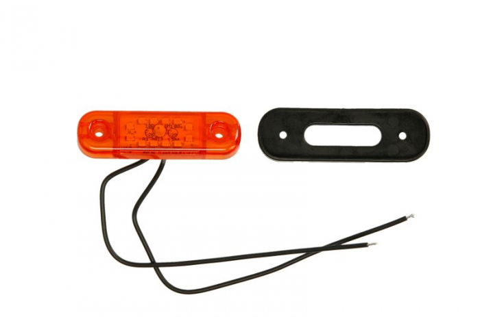Lumina delimitare stanga dreapta, forma: oval, portocaliu, LED, inaltime 24,2mm; latime 83,8mm; adancime 10,4mm lungime cablu 230mm, 12 24V (IP66 IP68)