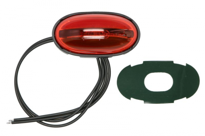 Lumina delimitare stanga dreapta, forma: oval, rosu alb, LED, inaltime 75mm; latime 39,5mm; adancime 31mm lungime cablu 380mm, fara prindere, 12 24V (IP6K9K)