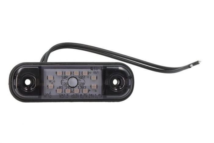 Lumina delimitare stanga dreapta, forma: oval, rosu fumuriu, LED, inaltime 24,2mm; latime 83,8mm; adancime 10,4mm lungime cablu 230mm, 12 24V (IP66 IP68)