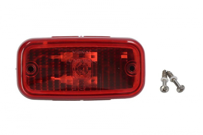 Lumina delimitare stanga dreapta, forma: oval, rosu, T4W, inaltime 55mm; latime 110mm; adancime 34mm fara prindere, 12 24V (conector: AMP 2PIN, IP56) potrivit IVECO potrivit IVECO DAILY IV, DAILY V 05