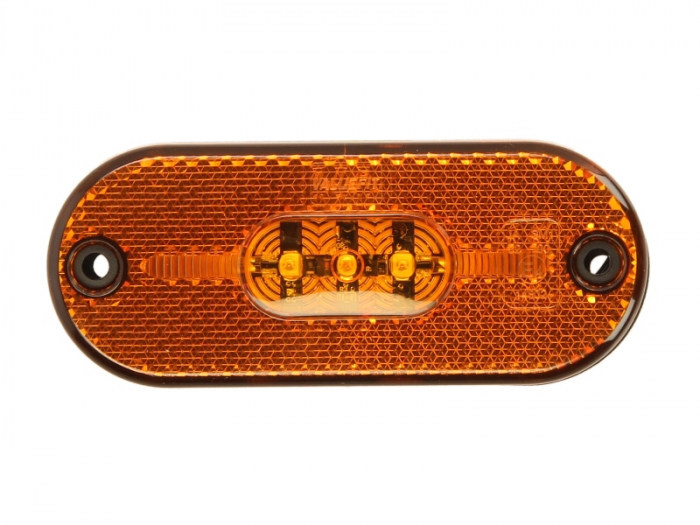 Lumina delimitare stanga dreapta, galben, LED, inaltime 11mm; latime 108mm; adancime 44mm, surub fixare orizontala fixare verticala, lungime cablu 150mm, 24V (IPIP67)