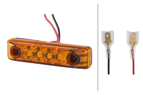 Lumina delimitare stanga dreapta, galben, LED, inaltime 11mm; latime 65mm; adancime 16mm, surub fixare orizontala fixare verticala, lungime cablu 150mm, 12V (IPIP67)